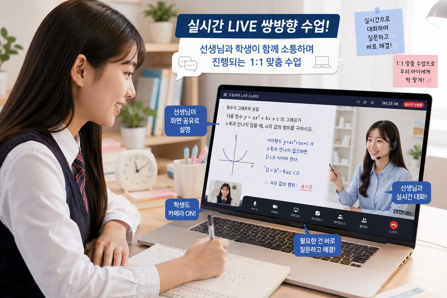 1:1 화상 수업 장면
