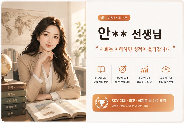 사회 전문 안** 선생님 프로필 카드